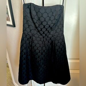 White House Black Market strapless Black Dress 0 Dot Brocade Iconic Starlet